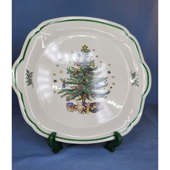 CHRISTMASTIME 10" Square Serving Tray Vintage 1990s NIKKO Japan Christmas Tree - Picture 1 of 8